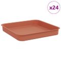 vidaXL Štvorcový kvetinový podnos 24 ks Tehlovo červená 15 x 15 x 2 cm