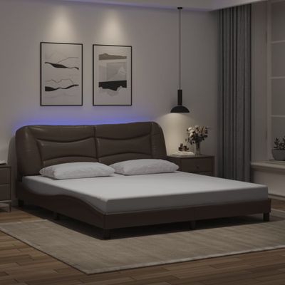 vidaXL Rám postele s LED bez matraca Hvar hnedý 180x200 cm