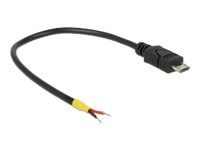 Elektrický kábel - obnažený drôt do Micro USB typ B (M) - 5 V - 15 cm - čierna