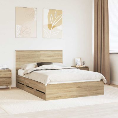 vidaXL Rám postele Sonoma dub 140 x 200 cm Inžinierske drevo
