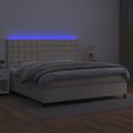 vidaXL Boxspring posteľ s matracom a LED krémová 200x200 cm umelá koža