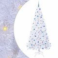 vidaXL Umelý vianočný stromček s 300 LED-i Biela 240 cm PVC a oceľ