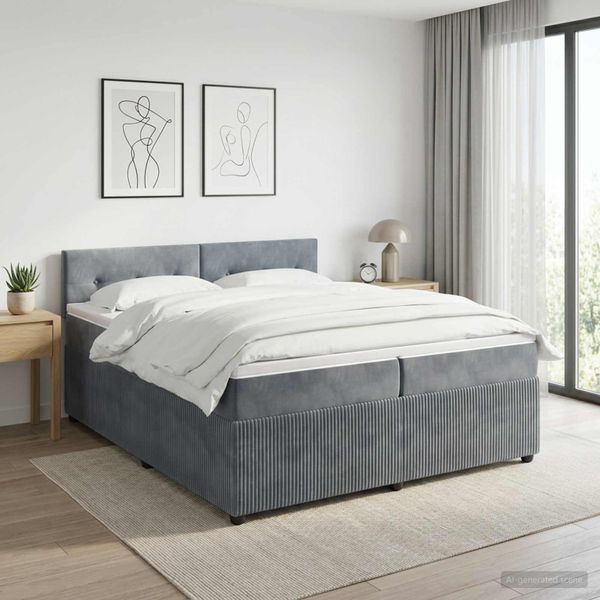 vidaXL Posteľ boxspring s matracom Tmavosivá 200 x 200 cm Zamat