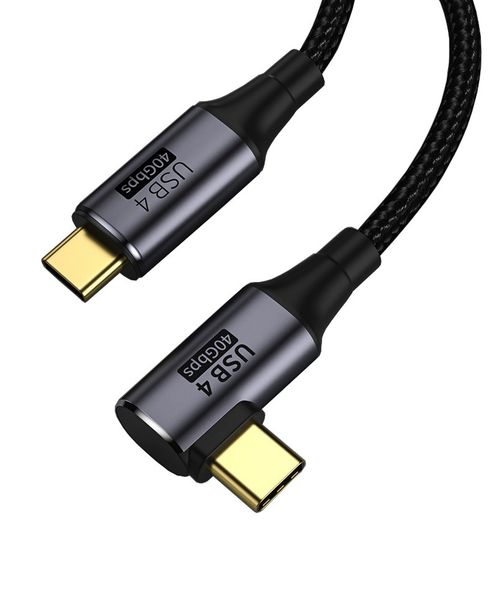 PremiumCord USB4 Gen 3x2 40Gbps 8K @ 60Hz 240W, Thunderbolt, 0,3 m zahnutý