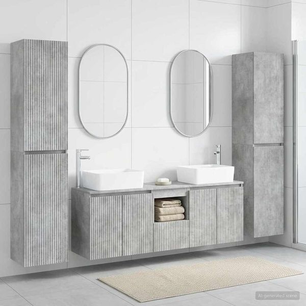 vidaXL Sada kúpeľňového nábytku 5 ks Betónovo sivá 33 x 34,5 x 160 cm