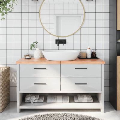 vidaXL Kúpeľňová doska bledohnedá 140x50x(2-4) cm ošetrený masív
