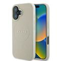 Puzdro Guess GUHMP16SPGHSMME iPhone 16 béžové/béžové tvrdé puzdro Grained Ring MagSafe