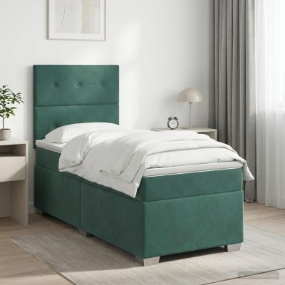 vidaXL Posteľ boxspring s matracom Tmavozelená 100 x 200 cm Zamat
