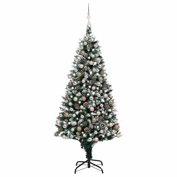 vidaXL Umelý vianočný stromček s LED a setom gulí a šiškami 240 cm