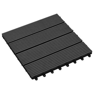 vidaXL Dlažba na terasu 11 pcs Čierna 30 x 30 cm drevoplast