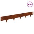 vidaXL Obrubník trávnika 10 ks 100 x 15 cm Oceľ Hrdzavý