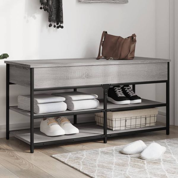 vidaXL Lavička na topánky sivá sonoma 100x42,5x50 cm kompozitné drevo