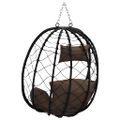 vidaXL Závesné kreslo vajíčko polyratan 91,5 x 54,5 x 107 cm Kávová