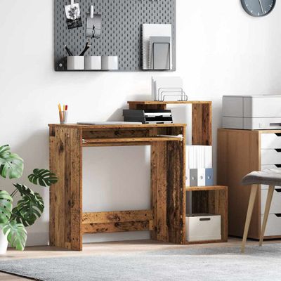 vidaXL Stôl s poličkou Staré drevo 106 x 41 x 88.5 cm Kompozitné drevo