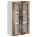 vidaXL Nástenný sklenený kabinet PORTO Staré drevo 60 x 31 x 100 cm