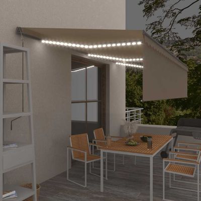 vidaXL Automatická markíza tienidlo&LED&senzor vetra 6x3 m krémová