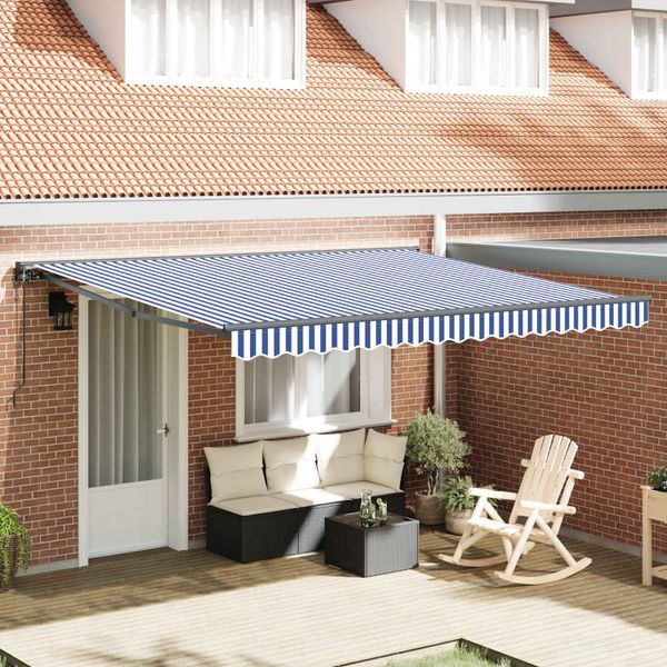 vidaXL Rám markízy Modrá a biela 400 × 300 cm Polyester s PU povrchom