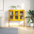 vidaXL Komoda horčicovožltá 100,5x39x107 cm oceľ valcovaná za studena
