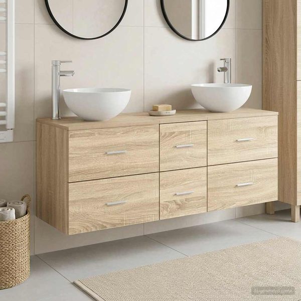 vidaXL Set kabinetov do kúpeľne 3 ks Dub sonoma 49,5 x 41 x 64,5 cm