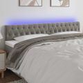 vidaXL Čelo postele s LED bledosivé 180x7x78/88 cm zamat
