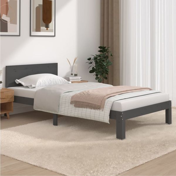 vidaXL Posteľný rám sivý borovicový masív 100x200 cm