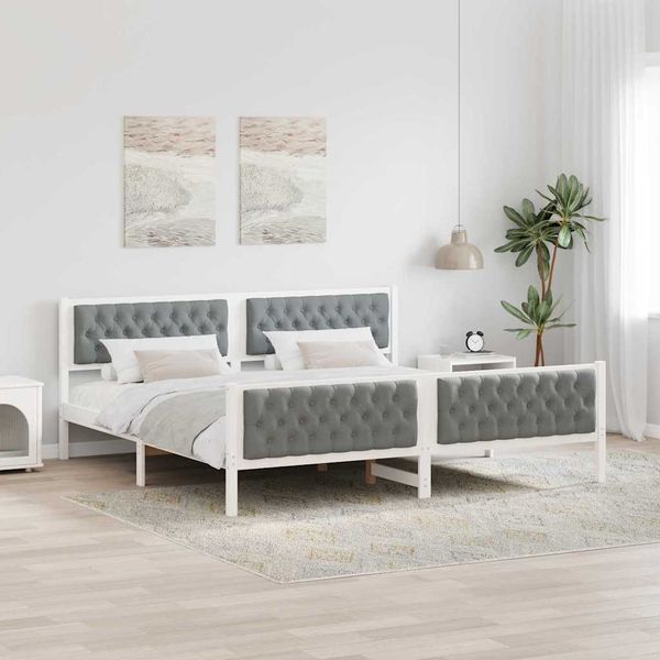 vidaXL Rám postele Svetlosivá 200 x 200 cm Masívne borovicové drevo