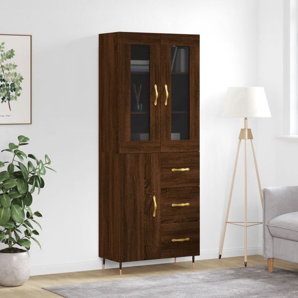 vidaXL Vysoká skrinka hnedý dub 69,5x34x180 cm spracované drevo
