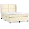 vidaXL Boxspring posteľ s matracom krémová 140x190 cm umelá koža