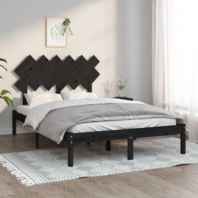 vidaXL Posteľný rám čierny 135x190 cm dvojlôžko masívne drevo