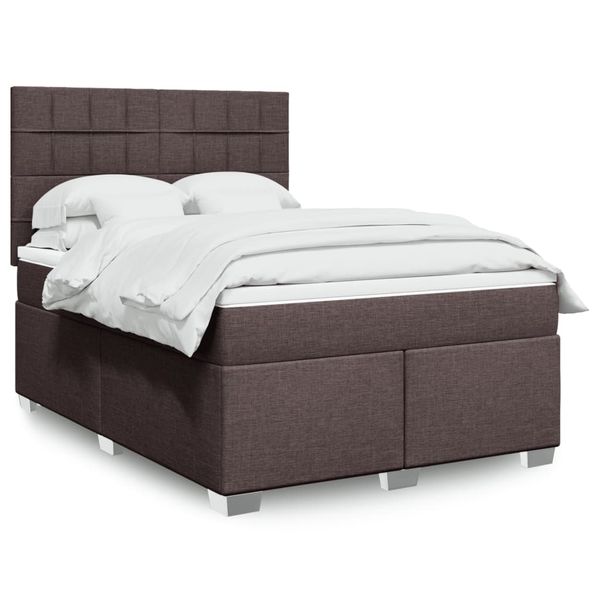 vidaXL Boxspring posteľ s matracom tmavohnedá 140x190 cm látka