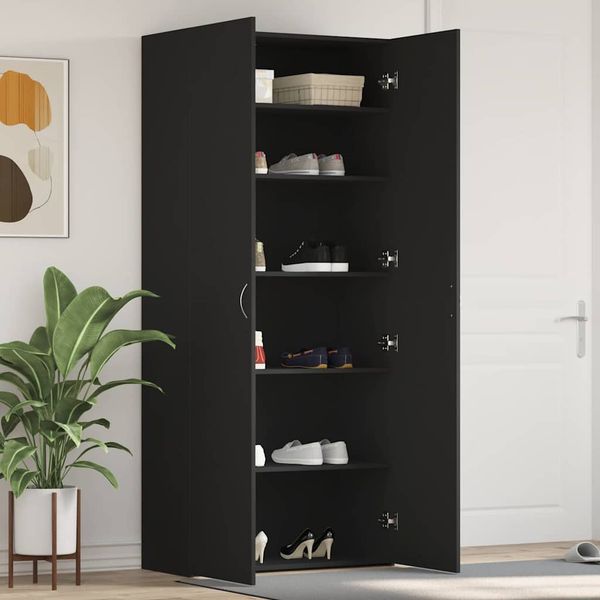 vidaXL Skriňa na topánky Čierna 80 x 35.5 x 180 cm Kompozitné drevo