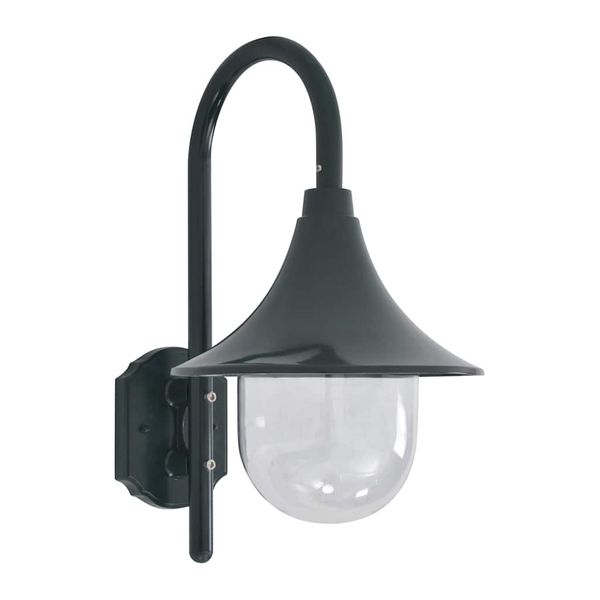 vidaXL Záhradná nástenná lampa E27 42 cm hliníková tmavozelená