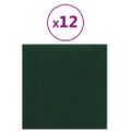 vidaXL Nástenné panely 12 ks tmavozelené 30x30 cm látkové 1,08 m²