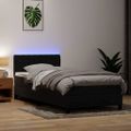 vidaXL Posteľný rám boxspring s matracom a LED čierny 90x220 cm zamat