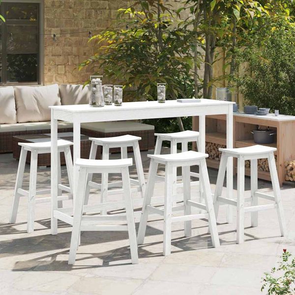 vidaXL Záhradný bar set 6 pcs Biela HDPE