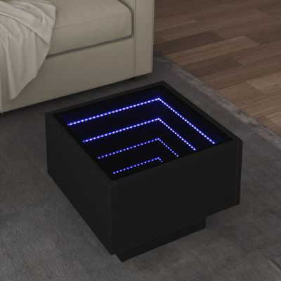 vidaXL Bočný stolík s LED čierny 40x40x30 cm kompozitné drevo