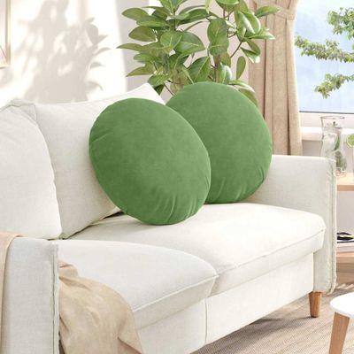 vidaXL Vankúše na sedenie 2 pcs Svetlo zelená Ø50 x 19 cm Zamat