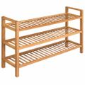 vidaXL Regál na topánky s 3 policami 100x27x60 cm, dubový masív