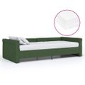 vidaXL Pohovka s matracom a USB tmavozelená látková 90x200 cm