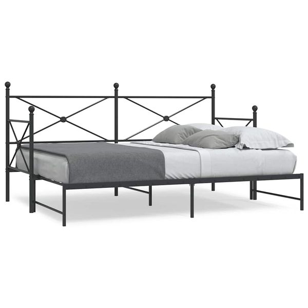 vidaXL Váľanda s kolíkom bez matraca Čierna 90x190 cm Oceľ