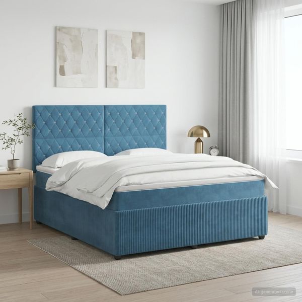 vidaXL Posteľ boxspring s matracom Modrá 140 x 190 cm Zamat