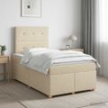 vidaXL Posteľ boxspring s matracom Krémová 120 x 200 cm Látka