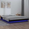 vidaXL Posteľný rám LED čierny 135x190 cm dvojlôžko masívne drevo