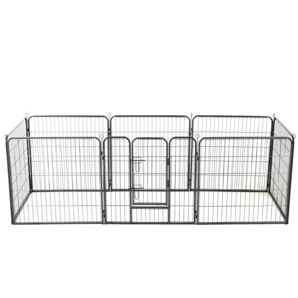 vidaXL Oceľová ohrádka pre psov s 8 panelmi 80x80 cm čierna