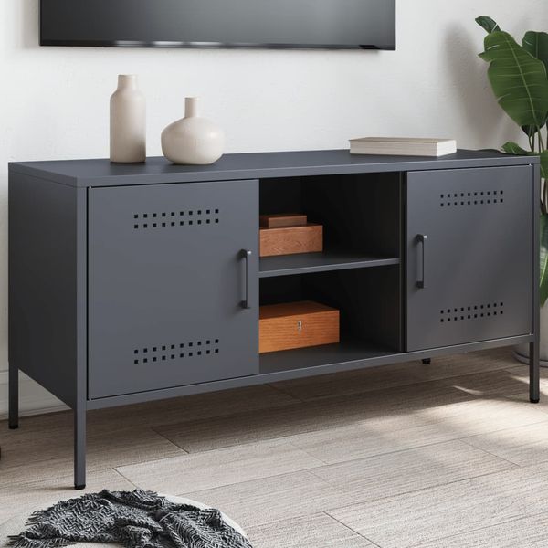 vidaXL TV skrinka antracitová 100,5x39x50,5 cm oceľ