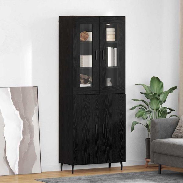 vidaXL Highboard 2 pcs Čierny dub Kompozitné drevo