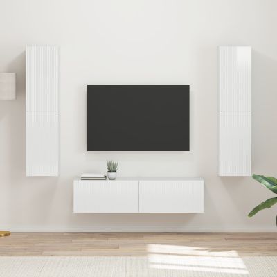 vidaXL Zostava TV skriniek 6 pcs Vysoký lesk bielej Kompozitné drevo