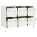 vidaXL Komoda biela 101,5x39x73,5 cm oceľ valcovaná za studena