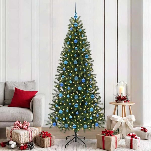 vidaXL Umelý vianočný stromček s 300 LED-i Zelená 210 cm PE a PVC