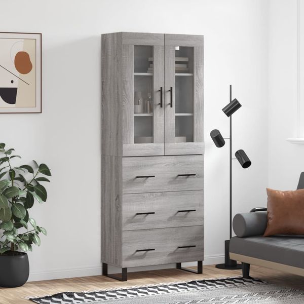 vidaXL Vysoká skrinka sivý dub sonoma 69,5x34x180 cm spracované drevo